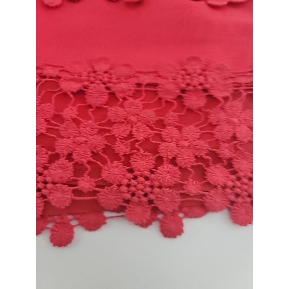 J. Crew Daisy Floral Crochet Lace Mini Skirt Size 00 Red Pink Emblished Preppy - Picture 5 of 11
